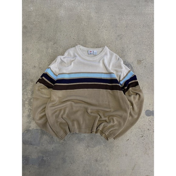 Vintage‎ Anchor Blue Sweater Mens Large Striped Knit Pullover 90s JNCO Skate Y2K - Picture 1 of 8